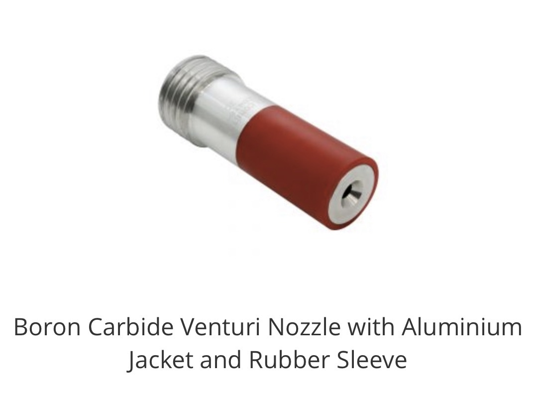 Boron Carbide Venturi Nozzle with Aluminium Jacket and Rubber Sleeve
